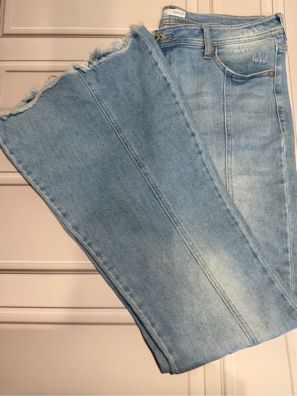 KanCan Light Blue High-Rise Flare Jeans with Frayed Hem